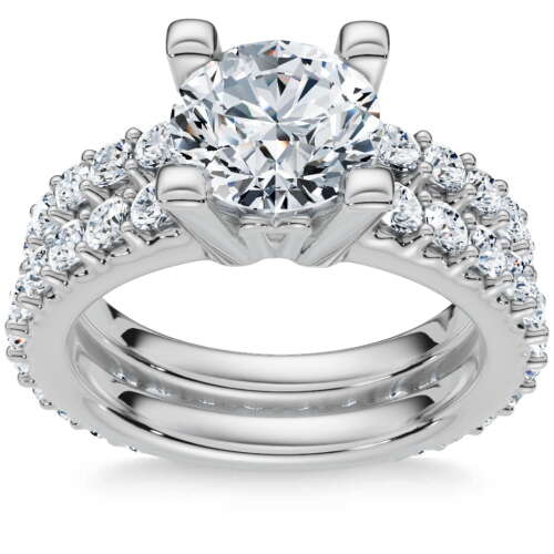 Rent to own Pompeii3 Pompeii 2 3/4Ct Diamond Engagement Wedding Ring Set in 14k White Gold Lab Grown (G/H,VS1)