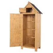 Rent to own Wooden Storage Shed, Outdoor Garden Tall Box Lockers with Doors, for Lawn, Garden, Backyard, Porch, Wood Color