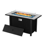 Rent to own Walsunny 45" Fire Pit Table Propane Rectangular Outdoor 50,000 BTU Steel Gas Fire Pit with Lid and Lava Rock