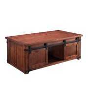 Rent to own Veryke Farmhouse Style Wooden Coffee Table with Sliding Barn Door