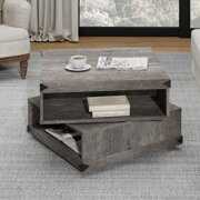 Rent to own Wampat Rotating Coffee Table, 2-Tier Vintage Center Table, Grey