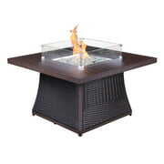 Rent to own 42" Brown Propane Gas Fire Pit Table 50,000 BTU, Rattan Fire Pit,  Aluminum Fire Pit Table, Fire Pit Furniture, Fire Pits for Outside, Outdoor Propane Fire Table