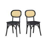 Rent to own Better Homes & Gardens Camden Dining Chairs with Rattan and Solid Wood, Black Wood finish, by Dave & Jenny Marrs