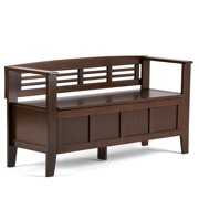 Rent to own Adams SOLID WOOD 48 inch Wide Contemporary Entryway Storage Bench in Rustic Medium Brown