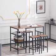 Rent to own Zimtown Kichen Table Set for 4, Dining Room Breakfast Table Set with 4 Stools, Kitchen Coffee Table with Three Storage Layers ,Black