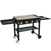 Rent to own BENTISM 4-Burner 36" Griddle Cooking Station Countertop Commercial Gas Griddle Flat Top Grill Hot Plate Restaurant Cart