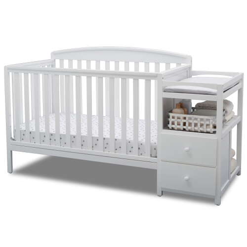Rent To Own - Delta Children Royal 4-in-1 Baby Crib & Changer, White