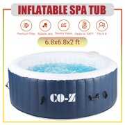 Rent to own 6-Person Round PVC Inflatable Hot Tub with 140 Bubble Jets for Patio and More Blue
