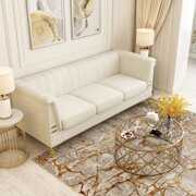 Rent to own Canddidliike Mid-Century Modern Tufted Velvet Couch Extra-Deep Down-Filled Sofa in Beige