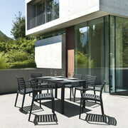 Rent to own Pemberly Row Contemporary 7 Piece Patio Dining Set in Dark Gray