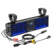 Rent to own BOSS Audio Systems SB18BRGB ATV UTV Sound Bar System - 18 inches Wide, IPX5 Rated Weatherproof, Bluetooth Audio, Amplified, 4 inch Speakers, 1 inch Tweeters, USB Port, RGB Multicolor Illumination