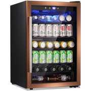 Rent to own Antarctic Star Beverage Refrigerator Cooler - 145 Can Mini Fridge Glass Door for Soda Beer or Wine Drink Dispenser Clear Front for Home or Bar, Black, 4.4cu.ft. Gold