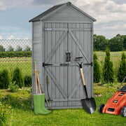 Rent to own Outdoor Storage Shed, 5.8' x 3' Wood Garden Storage Cabinet for Tools, Vertical Storage Organizer with Shelves, Lockable Doors, Waterproof Asphalt Roof, for Garden, Yard, Gray, D7305