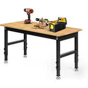Rent to own Tolead 48" Heavy-Duty Adjustable Workbench, Rubber Wood Shop Table, Rubber Pads, Hardwood Workstation Weight Capacity Over 2000 Lbs, Workshop, Garage, Office, Home, Commercial