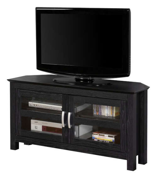 Rent to own Walker Edison - Corner TV Cabinet for Most TVs Up to 48" - Black