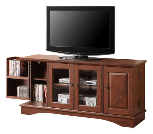 Rent to own Walker Edison - DVD Media Storage TV Stand for Most Flat-Panel TV's up to 55" - Brown