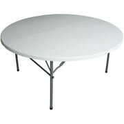 Rent to own Plastic Development Group 5 Foot Fold In Half Round Folding Banquet Table, White