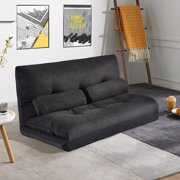 Rent to own Veryke Adjustable Folding Sofa Bed, Futon Floor Sofa Lounge Sleeper Sofa with Two Pillows - Black