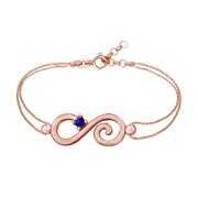 Rent to own Round Shape Simulated Blue Sapphire Infinity Chain Bracelets In 14k Rose Gold Over Sterling Silver -7.5"