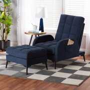 Rent to own Baxton Studio Belden Modern and Contemporary Navy Blue Velvet Fabric Upholstered and Black Metal 2-Piece Lounge Chair and Ottoman Set