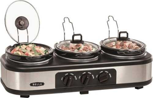 Rent To Own - Bella - 3 x 1.5-Quart Triple Slow Cooker - Stainless Steel/Black