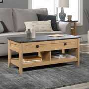 Rent to own Sauder August Hill Coffee Table with Shelves, Dover Oak/Gray