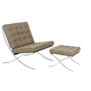 Rent to own LeisureMod Bellefonte Style Modern Pavilion Chair & Ottoman in Oatmeal