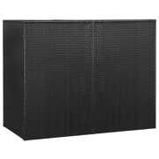 Waste Container Enclosures,Double Wheelie Bin Shed Black 60.2"x30.7"x47.2" Poly Rattan,Color: Black