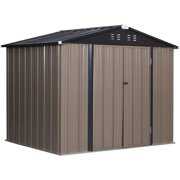 Wesfital 7' x 6' Galvanized Steel Storage Shed with Lean-to Roof, Lockable Door Outdoor Metal Utility Storage Shed Tool House