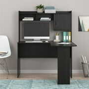 Rent to own Mainstays L-Shaped Desk with Hutch, Black Oak