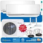 Rent to own Klimaire 2-Zone (9000 BTU + 12000 BTU) 21 SEER Ductless Multi-Zone Inverter Air Conditioner Heat Pump with 15 ft Installation Kits And Bracket