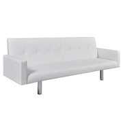 Rent to own Sofa Bed w/ Armrest, Artificial Leather Folding Couch Bed for Living Room, White