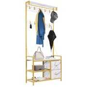 Rent to own Bellaven Coat Rack Shoe Bench 5-in-1 Hall Tree Entryway Storage Bench with Drawers and Stable Metal Frame, White