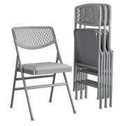 Rent to own COSCO Ultra Comfort Commercial XL Premium Fabric Padded Folding Chair, ANSI/BIFMA 300 lb. Weight Rating, Triple Braced, Gray, 4-Pack