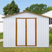 Rent to own Metal Storage Shed, SESSLIFE 8ft x 6ft Large Backyard Storage Sheds, Lockable Door Garage Patio Garden Storage Shed,White