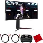 LG 34GN850-B UltraGear 34 inch QHD 3440x1440 21:9 Curved Gaming Monitor Bundle with 2.4GHz Wireless Keyboard, 2x 6FT Universal HDMI 2.0 Cable and Microfiber Cleaning Cloth
