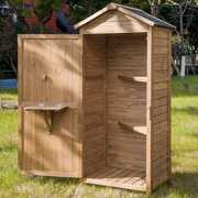 Rent to own Dicoly Outdoor Storage Cabinet, Garden Storage Shed, Outside Vertical Shed with Lockers, Workstation Tall Shed with Shelves