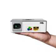 Rent to own AAXA M6 Native 1080p HD LED DLP Mini Portable Projector with Battery, 1200 Lumens, HDMI, Onboard Media Player, USB/MicroSD/VGA Inputs, 30000 Hour LED Life, Pico For Home Theater Movie and Business