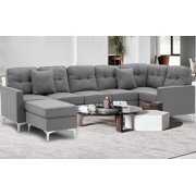 Rent to own YODOLLA Convertible Sectional Sofa Couch,L Shaped Couch with Reversible Chaise, Modular Sectional Sofa Couch with Ottoman-Gray