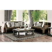 Rent to own Furniture of America Velma Contemporary Chenille 2-Piece Sofa Set in Dark Brown