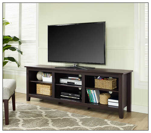 Rent to own Walker Edison - Modern Wood Storage TV Stand for TVs up to 78" - Espresso