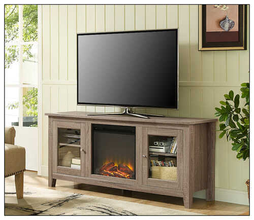 Rent to own Walker Edison - Fireplace TV Console for Most TVs Up to 60" - Driftwood