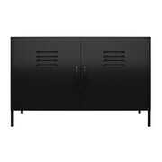 Rent to own RealRooms Shadwick 2 Door Metal Locker Accent Cabinet with 2 Shelves, Black