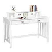 Rent to own Easyfashion Modern Wood Computer Writing Desk with 4 Drawers, White Finish