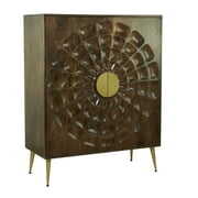 Rent to own DecMode 36" x 46" Brown Wood 1 Shelf and 2 Doors Cabinet, 1-Piece