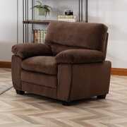 Rent to own Contemporary Plush Velvet-Like Upholstered Living Room Reclining Chair, Brown