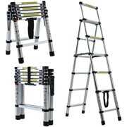 Rent to own Autofather 5 Step + 6 Step Folding Telescoping Step Ladder 150kg Max Load A-Frame Ladder Shelf