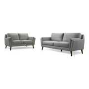 Rent to own Uptown-Modern Solid Wood/ Leather Match Loveseat and Sofa in Light Gray