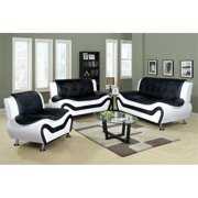 Rent to own Beverly Fine Furniture Sydney Bold Faux Leather Living Room Sofa Set Black, and White - 3-Piece