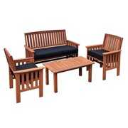 Rent to own Atlin Designs 4 Piece Hardwood Conversation Set in Cinnamon Brown